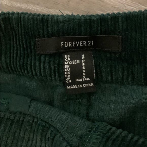 Emerald Green Corduroy Mini Skirt - Picture 2 of 3